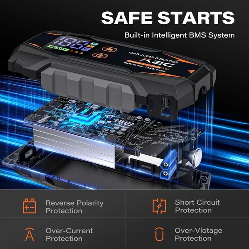 Miniatura 3 de A2C Arrancador de Coche, Caja Amplificadora de Batería de Litio de 12V, Cargador de Banco de Energía Portátil de 16800mAh, para Camión de Gasolina
