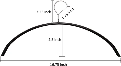 Miniatura 3 de Tosnail Paquete de 20 perchas negras de contorno súper antideslizantes para camisas, perchas para suéteres, solución de suspensión sin hoyuelos