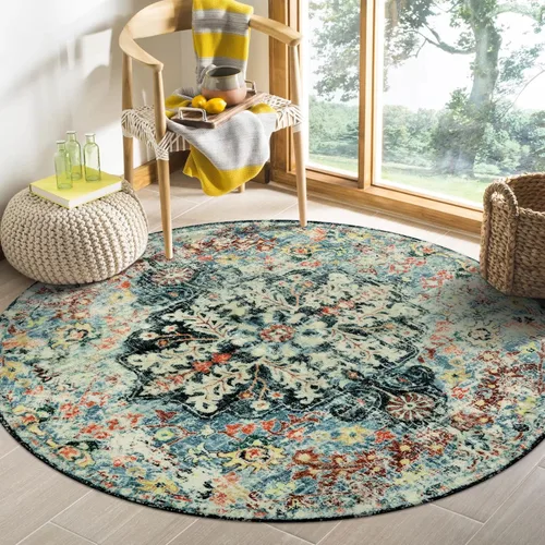 Miniatura 11 de Lahome Alfombra bohemia con medallón floral, 4 x 6 pies, color verde azulado, suave, lavable, antideslizante, apta para mascotas, alfombra