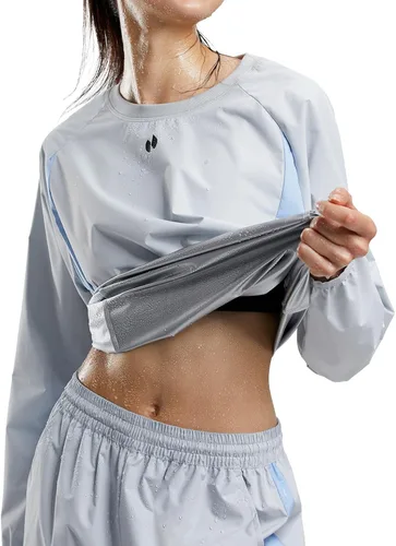 HOTSUIT Traje de sauna para mujer, duradero, gimnasio, entrenamiento, sauna, chaqueta, pantalones, trajes de sudor Chaqueta y pantalón blanco