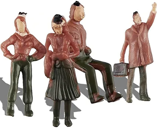 Miniatura 6 de Gejoy 80 piezas de figuras de personas en miniatura a escala 1:75, trenes arquitectónicos, de plástico, de 0.98 pulgadas, mini personas pequeñas