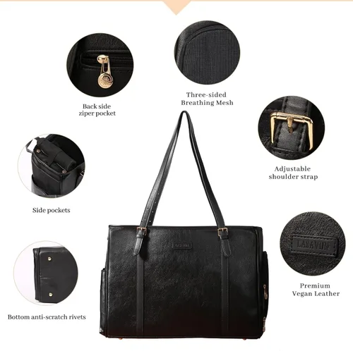 Miniatura 4 de Lasaviin - Bolso para Perros de Moda, Transportador de Mascotas de Cuero para Perros Pequeños, Gatos y Cachorros, Bolso de Mano Portátil Aprobado