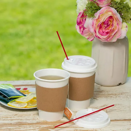 Miniatura 4 de Juego de tazas de café blancas – Paquete de 100 tazas de café desechables con tapas de 16 onzas, perfecto para bebidas calientes, expreso, latte