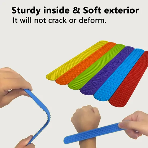 Miniatura 7 de Paquete de 6 juguetes para ansiedad, pulseras para autismo, juguete sensorial calmante para necesidades especiales, juguetes sensoriales de silicona