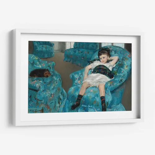 Miniatura 8 de Canvas Lab Little Girl in a Blue Armchair by Mary Cassatt 11 x 7 in Fine Art Framed Print, Frame Color: Black, With Mat Classical art