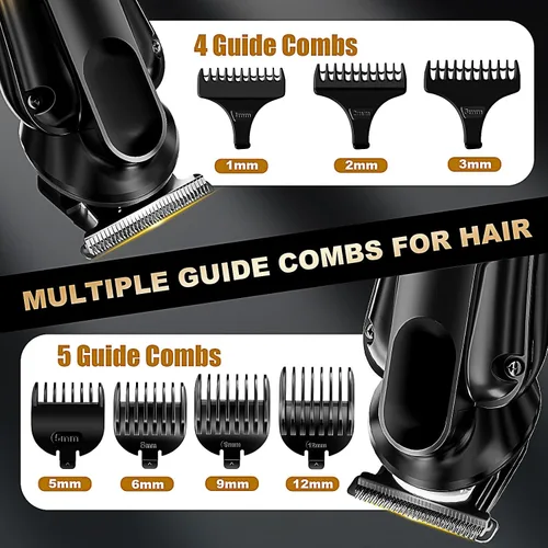 Miniatura 5 de Cortadora de pelo 6 en 1 para hombres, afeitadora eléctrica impermeable IPX6 y cortadora de pelo inalámbrica, kit de aseo para nariz, cuerpo, cara