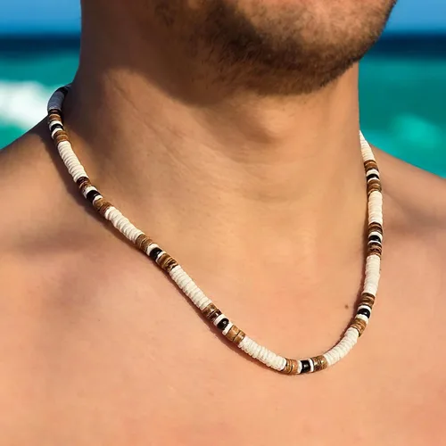Miniatura 2 de BlueRica Collar de cuentas de concha de coco y puka (18")