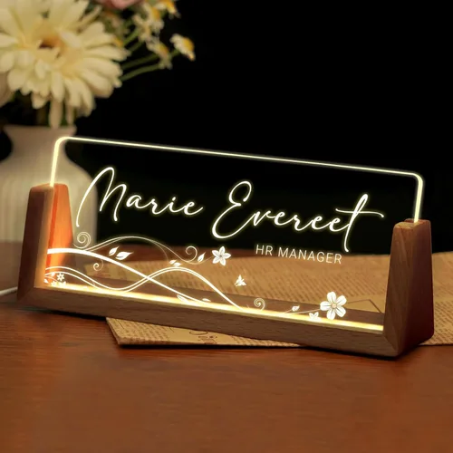 Miniatura 24 de Placa de nombre de escritorio personalizada, placa de identificación acrílica personalizada para escritorio, decoración de oficina para mujeres