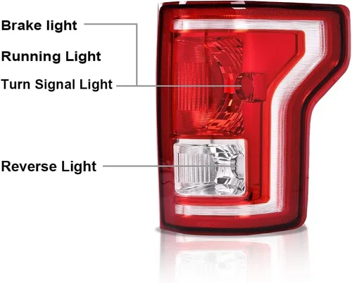 Miniatura 9 de G-PLUS Faro trasero compatible con Ford F150 2015 2016 2017, luces traseras del lado del pasajero derecho luces de freno con bombilla rojo