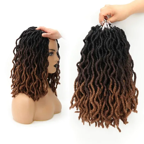 Miniatura 16 de Eliza Rastas gitanas onduladas de 18 pulgadas, cabello de ganchillo suave, 6 paquetes de trenzas sintéticas de diosa, raíces africanas, extensiones