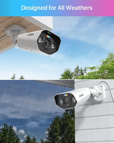 Miniatura 7 de ZOSI 5MP PoE CCTV Camera with Person Vehicle Detection, Outdoor Indoor Bullet Camera, Color Night Vision, 2-Way Audio, Sound & Light Alarm, Home