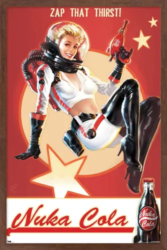 Miniatura 10 de Fallout 4 - Póster de pared de Nuka Cola - Zap That Thirst!, 22.4 pulgadas de largo x 14.7 pulgadas de ancho, versión enmarcada de madera de granero