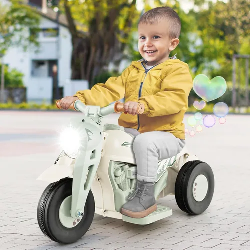Miniatura 9 de Costzon Motocicleta Infantil, Motocicleta Eléctrica de 6V con Pilas, con Fabricante de Burbujas, Música, Faro LED, Hacia Adelante y Hacia Atrás