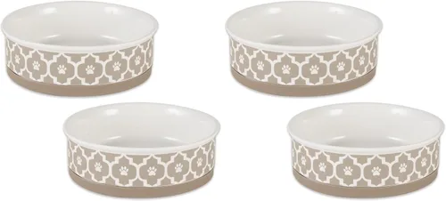 Miniatura 33 de Taza para mascotas Bone Dry con diseño de pata en cerámica, colección Lattice, juego mediano, 6x2 pulgadas, gris, 2