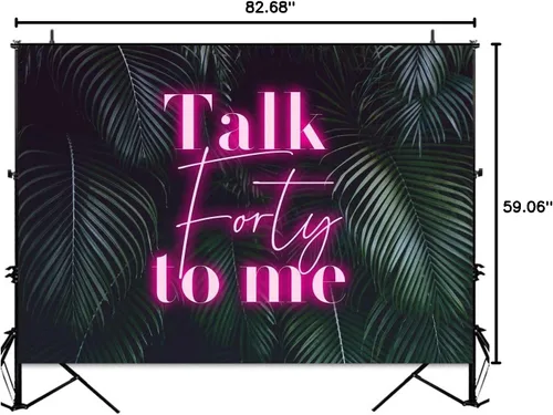 Miniatura 8 de Sensfun Telón de fondo rosa neón con texto en inglés "Talk Forty to Me" para mujeres, tema hawaiano tropical, decoración de fiesta de cumpleaños