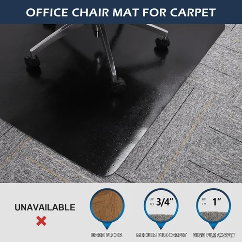 Miniatura 4 de SALLOUS Tapete para silla de oficina para alfombra, 45" x 53" tapete resistente para sillas para suelos alfombrados, tapete antideslizante con borde