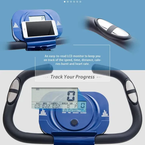 Miniatura 5 de Merax Bicicleta estática plegable para interiores, vertical, reclinada, para fitness, bicicleta magnética con resistencia ajustable de 16 niveles