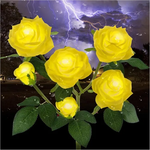 Miniatura 13 de Luces solares de estaca de jardín para exteriores, luz LED mejorada con 6 rosas, luces decorativas solares impermeables para patio, camino, patio