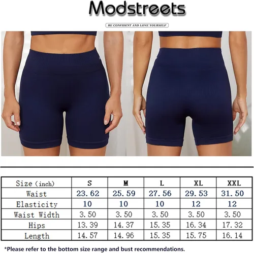 Miniatura 6 de Modstreets Conjunto de yoga sin costuras de 2 piezas para mujer, brasier deportivo de entrenamiento con pantalones cortos de cintura alta, leggings