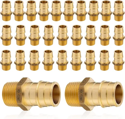 Miniatura 11 de Paquete de 5 accesorios de expansión Seelink PEX-A, adaptador NPT roscado macho de 1/2 x 3/4 pulgadas, accesorio de tubería de expansión de latón