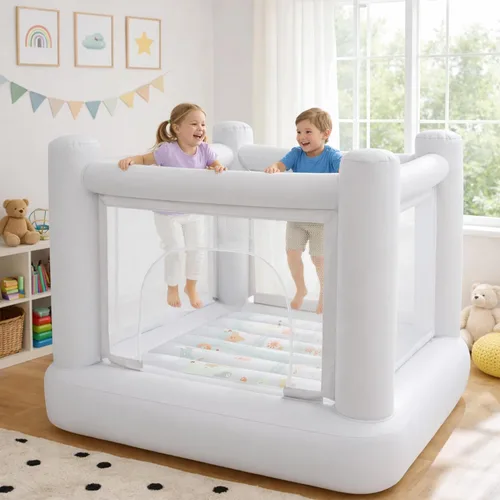 Miniatura 2 de Dream Castle Mini casa de rebote, casa de rebote con bomba eléctrica para niños de 3 a 6 años, casa de juegos para interiores o exteriores, castillo