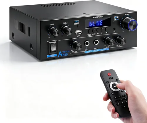 Amplificador Bluetooth AK-55 Plus Receptores estéreo Amp 2.0 canales RMS 70W x2 Mini amplificador de potencia para audio del hogar para altavoces