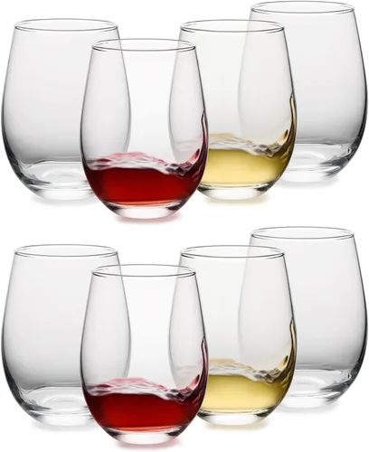 Miniatura 10 de Juego de copas de vino sin tallo de 4, copas de vino tinto y blanco de 13.5oz para uso diario, para recibir invitados, bar en casa, fiesta nocturna