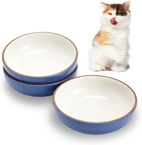 Miniatura 9 de Howise - Juego de cuencos de cerámica para gatos de 5.3 pulgadas, cuenco de comida poco profundo para mascotas pequeñas, plato para comida y agua