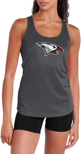 Miniatura 235 de Camiseta deportiva sin mangas oficial de la NCAA Collegiate para mujer, con espalda cruzada, logotipo primario, colección carbón