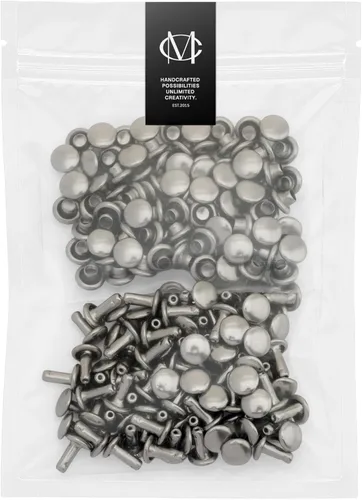 CRAFTMEMORE Remache de cuero de doble tapa remaches tubulares de metal para reparación de artesanía de cuero, decoración TLDC (tapa de 0.276 in, 500