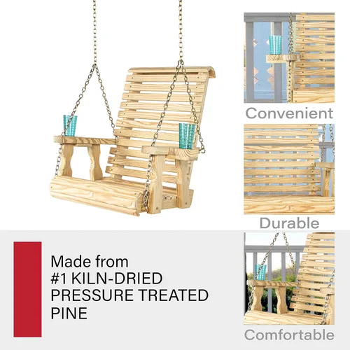 Miniatura 5 de Amish Casual Silla giratoria resistente con tratamiento a presión con portavasos (mancha de cedro)