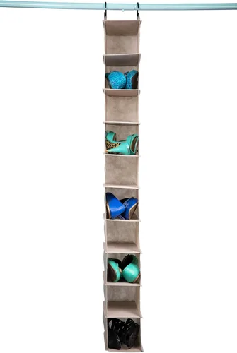 Miniatura 3 de Nouvelle Legende Organizador colgante de armario con 10 estantes delgados, almacenamiento de tela plegable para zapatos, ropa, toallas y accesorios