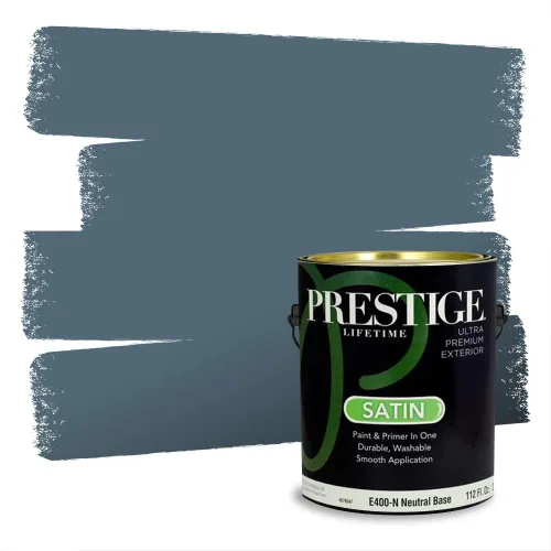 Miniatura 901 de Pintura Exterior + imprimación PRESTIGE, todo-en-uno, 1 galón, acabado mate, color comparable al Valspar* Royal Gray* VS151-Gris real