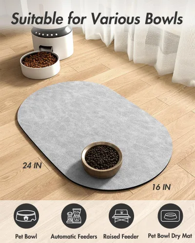 Miniatura 7 de Tapete absorbente de agua para perros, tapete para comida y agua, tapete de alimentación de mascotas de secado rápido, tapete de comida para perros