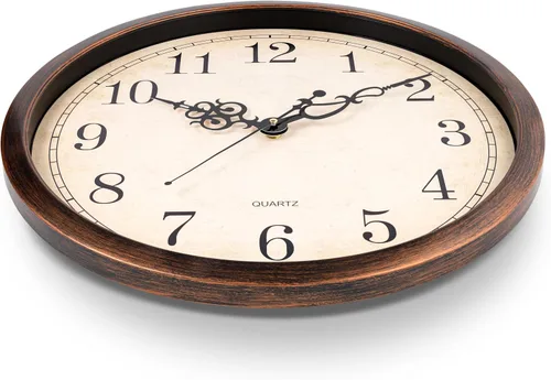 Miniatura 5 de Bernhard Products - Reloj de pared vintage marrón, silencioso, sin tictac, de 18 pulgadas, extra grande, de cuarzo de calidad, funciona