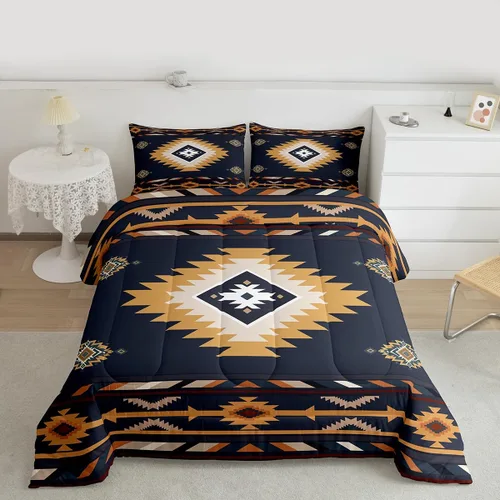 Miniatura 51 de Feelyou Juego de edredón geométrico del suroeste para niños y niñas, edredón nativo del suroeste, tamaño individual, juego de ropa de cama