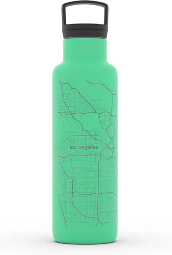 Miniatura 20 de Well Told Botella de agua aislada con mapa de Washington DC grabado, botella de acero inoxidable grabada (21 onzas, blanco) botella aislada de mapa