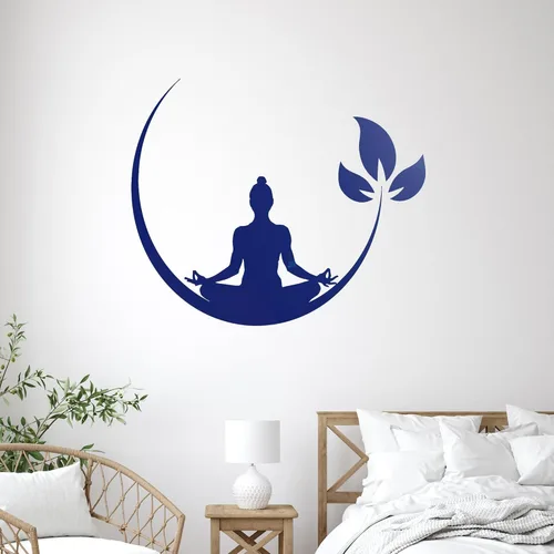 Miniatura 3 de Vinilo adhesivo de pared para sala de yoga, silueta de Buda, sala de meditación, meditación budista, hogar, decoración de estudio zen, arte Azul
