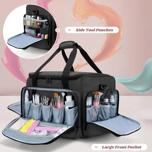 Miniatura 4 de LUXJA Organizador de esmalte de uñas rodante con capacidad para 90 botellas y una lámpara de uñas, estuche de esmalte de uñas rodante con una