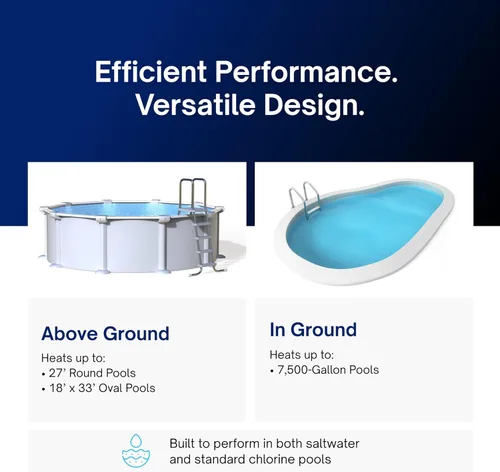 Miniatura 7 de FibroPool FH135 - Bomba de calor eléctrica para piscina de 35,000 BTU - Calentador de piscina sobre el suelo y enterrado de 120 V de hasta 7,500