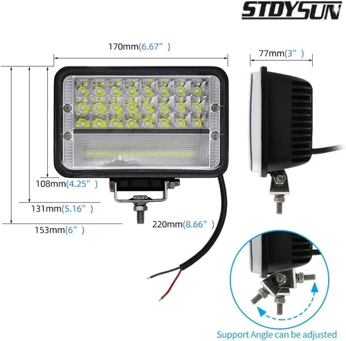Miniatura 2 de STDYSUN Luces LED de trabajo para tractor, 2 unidades de aproximadamente 6 pulgadas, luces de conducción de haz combinado, luces auxiliares