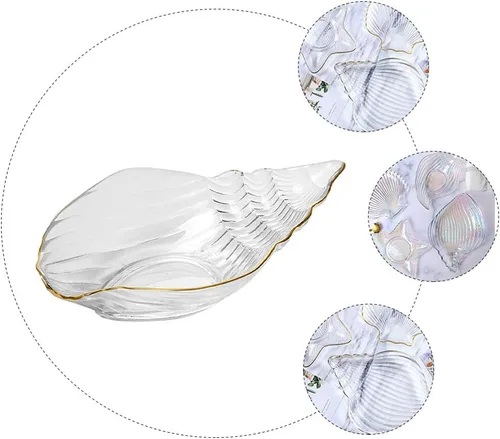 Miniatura 9 de DOITOOL Plato de ensalada de cristal con concha de mar, plato de sushi, plato de postre para aperitivo, plato de frutas, platos para servir