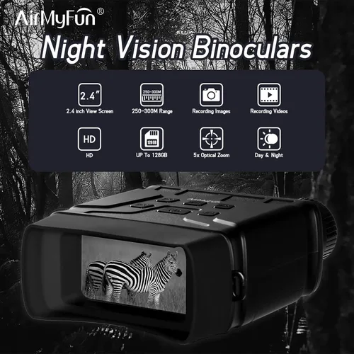 Miniatura 4 de AirMyFun Gafas de visión nocturna para adultos, prismáticos de visión nocturna infrarroja 4K con batería recargable y tarjeta de memoria de 32 GB
