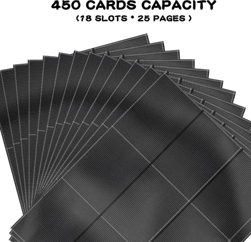 Miniatura 6 de Carpeta de 450 bolsillos para tarjetas de béisbol, 25 páginas protector de doble cara para tarjetas deportivas MTG YU-GI-OH, tarjetas de fútbol