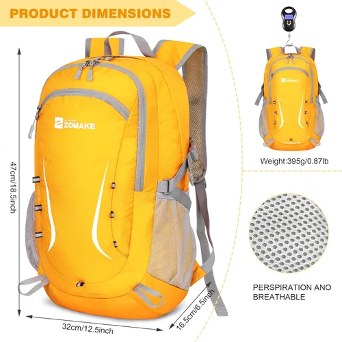 Miniatura 2 de Zomake - Mochila de senderismo plegable resistente al agua, mochila ligera de 40 litros para viajes, mochila plegable Backpacks Amarillo