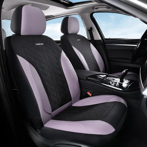 Miniatura 10 de Coverado Fundas de asiento delantero, fundas de asiento beige, 2 asientos, protectores de cuero para automóvil, paquete de 2, fundas de asiento