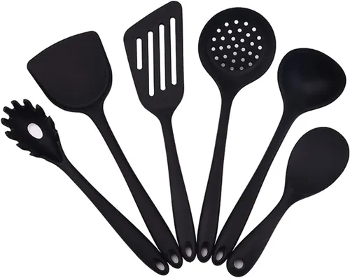 Juego de 6 utensilios de cocina de silicona, utensilios de cocina de silicona, resistentes al calor, alta resistencia al calor hasta 480 °F, diseño