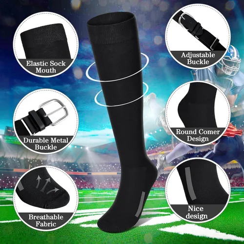 Miniatura 2 de Haysandy Juego de 3 calcetines y cinturón de béisbol o sóftbol con cinturón de béisbol para niños, niñas, jóvenes y adultos