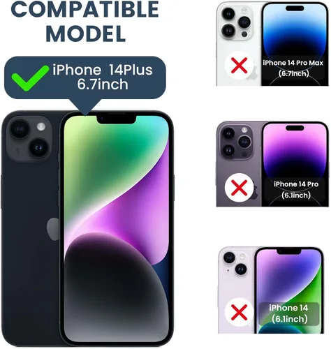 Miniatura 2 de Goton Funda para iPhone 14 Plus con Protector de Pantalla - Funda con Cubierta Deslizante para Cámara con Soporte de Anillo, Resistente de Grado
