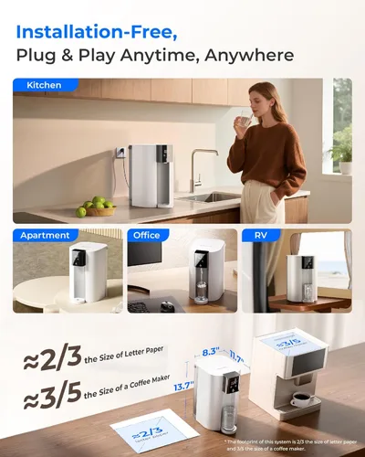 Miniatura 6 de Waterdrop CoreRO - Sistema de ósmosis inversa para encimera, certificado NSF/ANSI 58 y 372, 6 etapas, filtro de agua de ósmosis inversa portátil